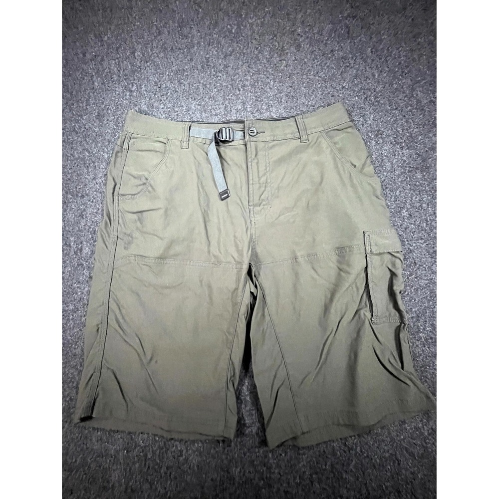 prAna Zion Cargo Shorts Mens 34/12 Khaki Standard Fit Hiking Camping Outdoor